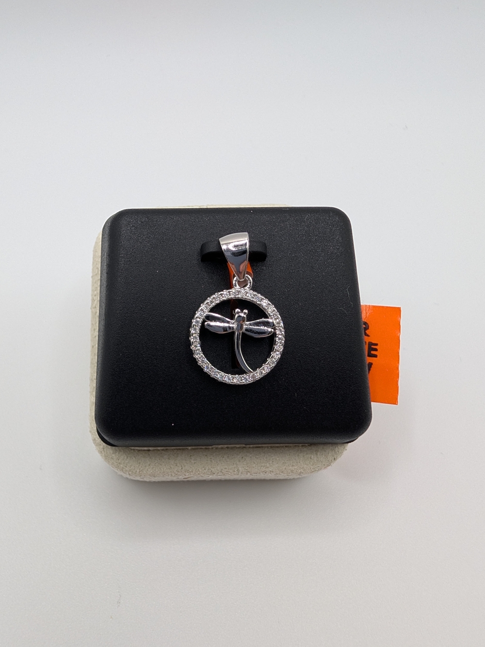 925 Sterling Silver Moissanite Dragonfly Circle Pendant 1.00 CTW